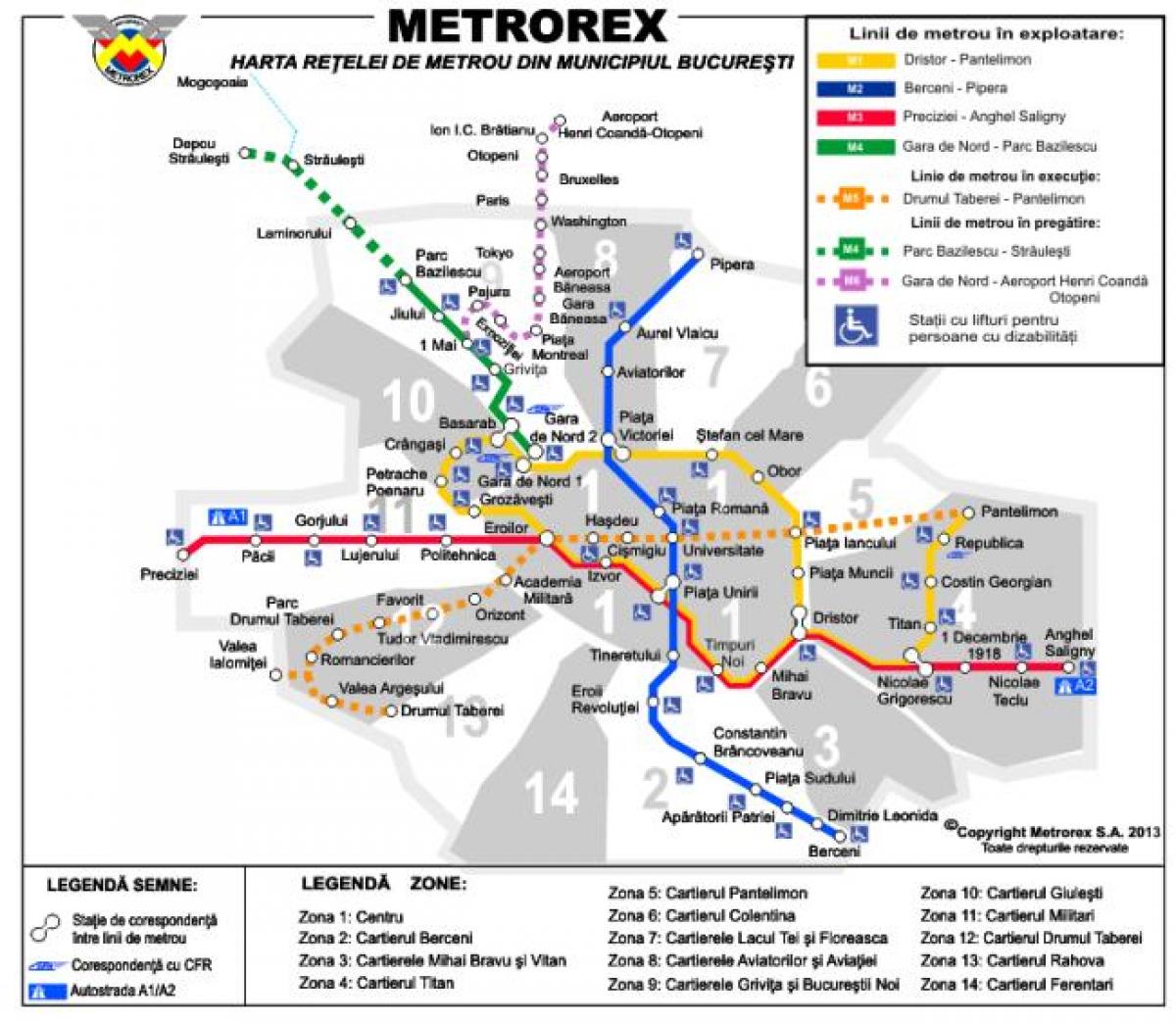 Bukarest U-Bahn-Karte