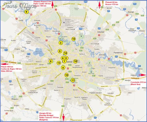 Karte von Bukarest Sehenswürdigkeiten 