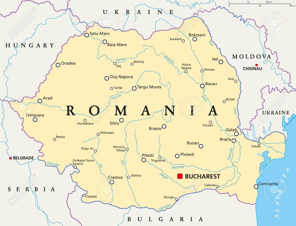 Hauptstadt von Rumänien-map